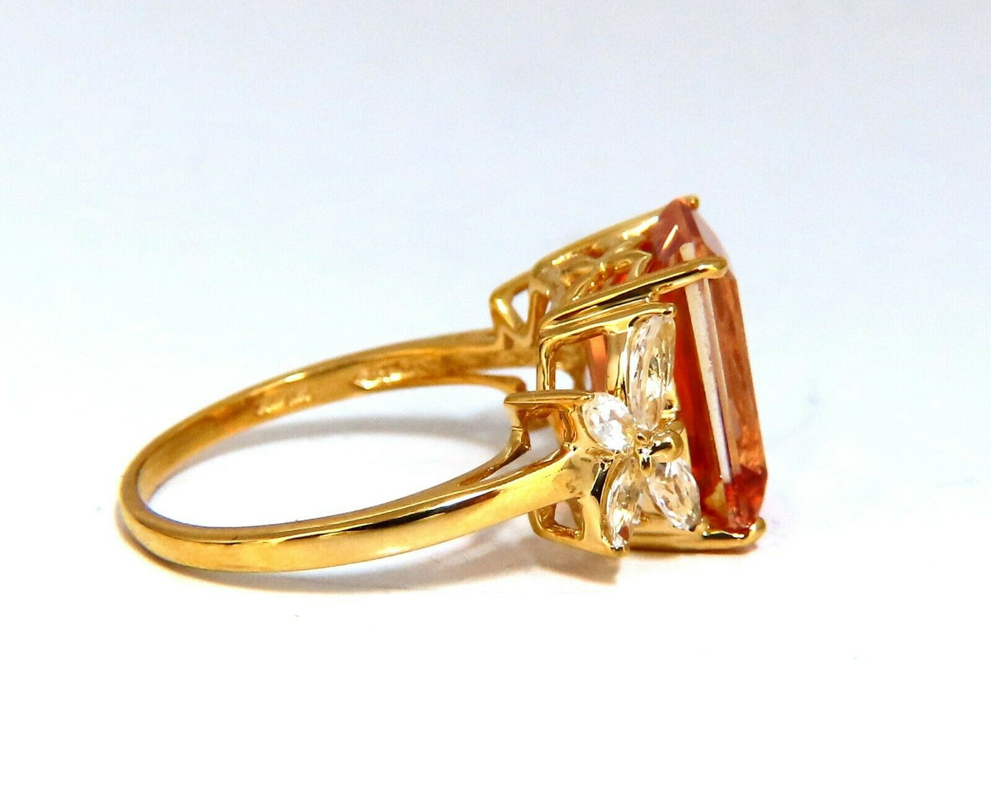 14x10mm Fancy Orange Cubic Zirconia Ring 10kt