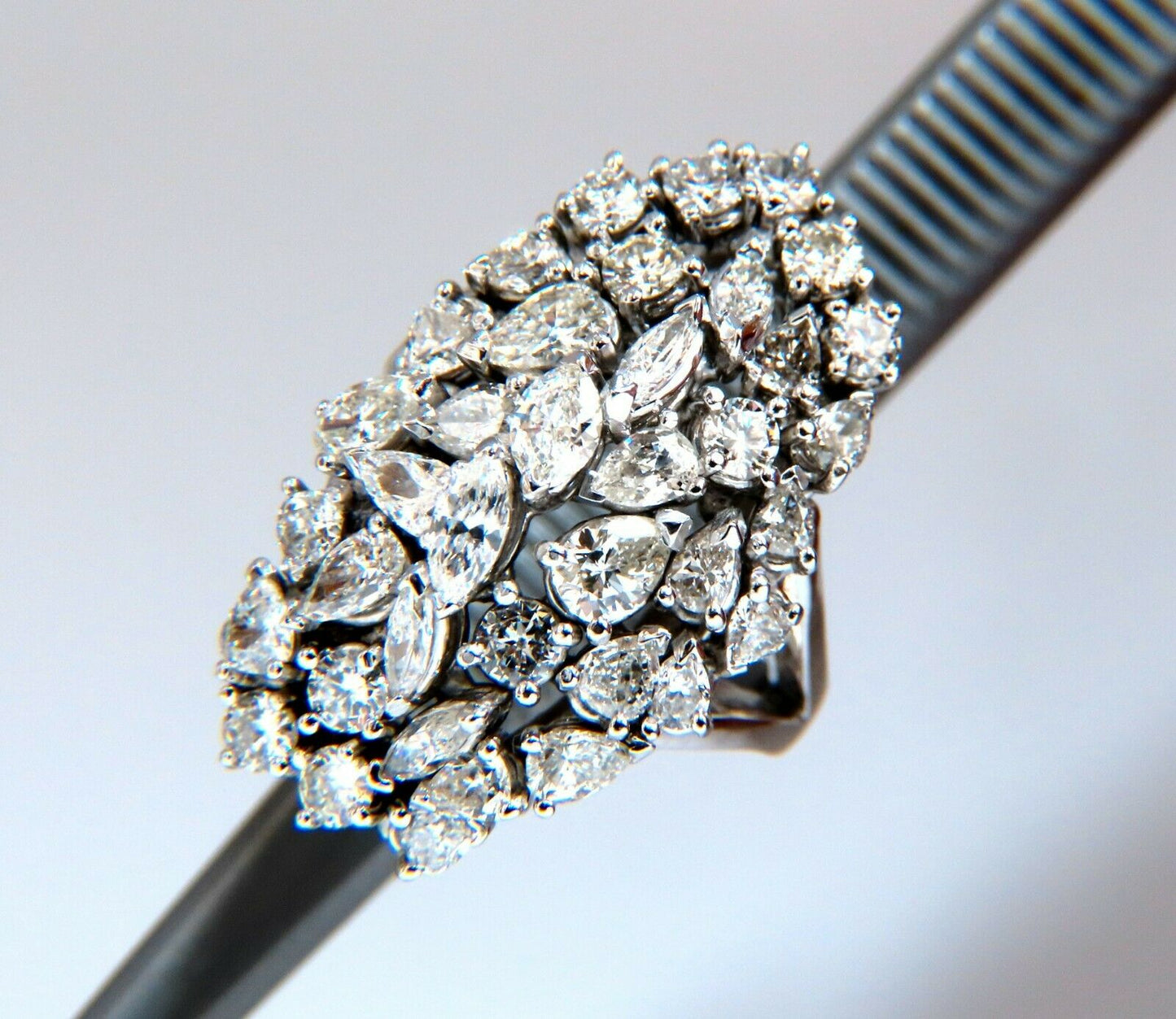 6ct multi-shaped natural diamonds cocktail cluster dome ring 14kt