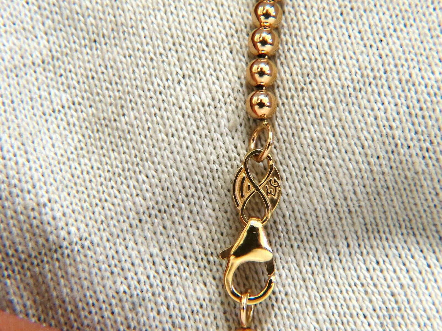 14kt Alternated bull bead bracelet hollow 9.5 inch 4.8mm