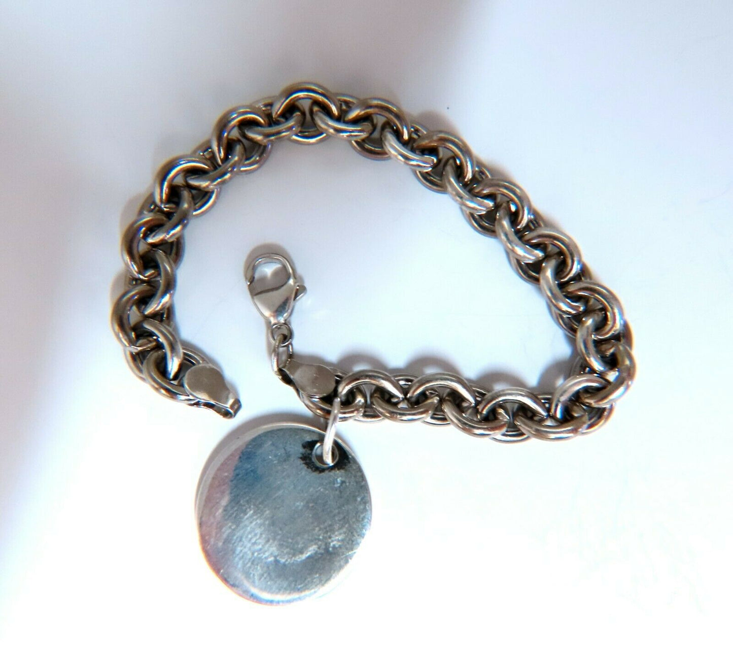 Sterling Silver Disc Toggle Charm Link Bracelet
