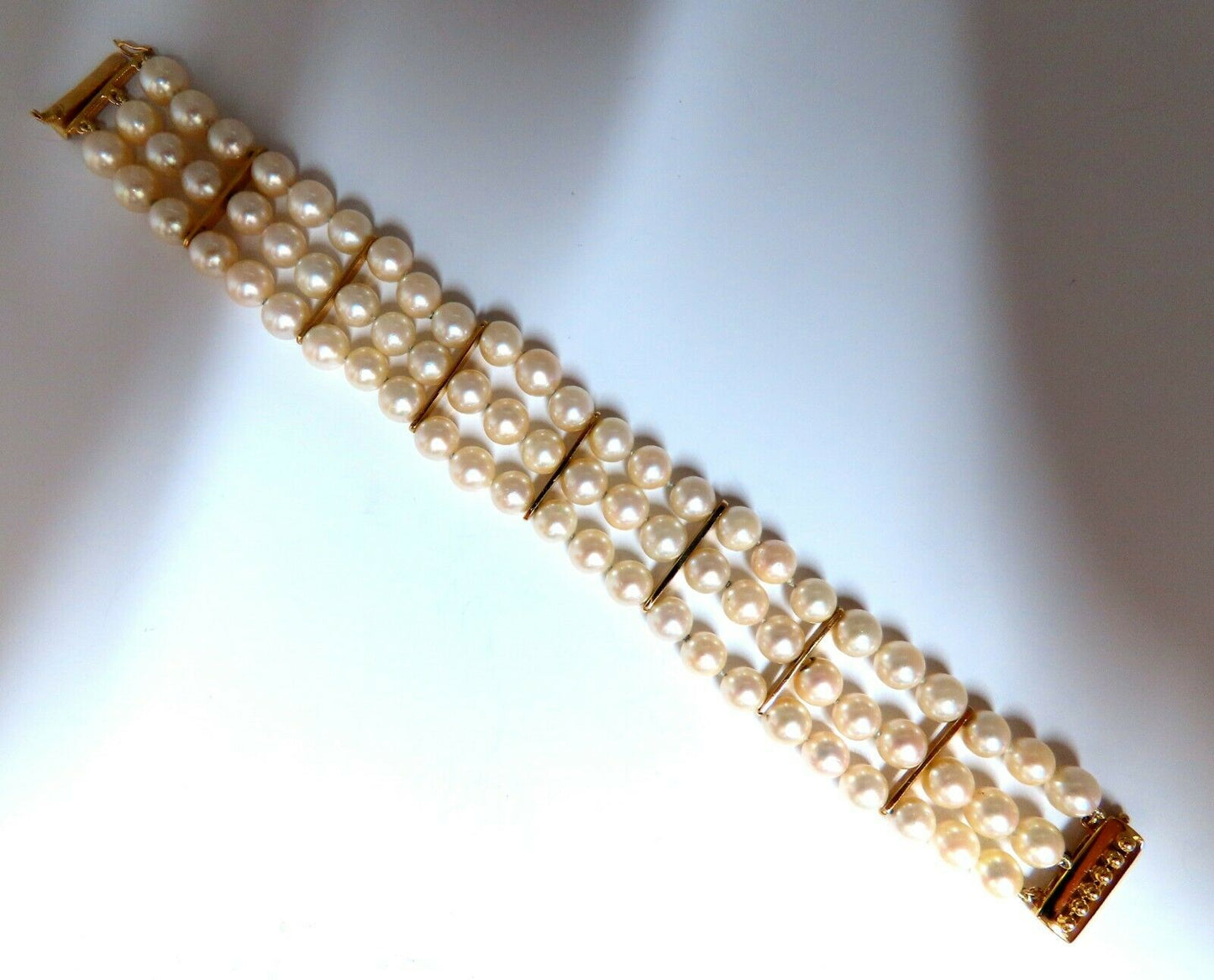 6.5mm Akoya pearls pearls bead bracelet 14kt