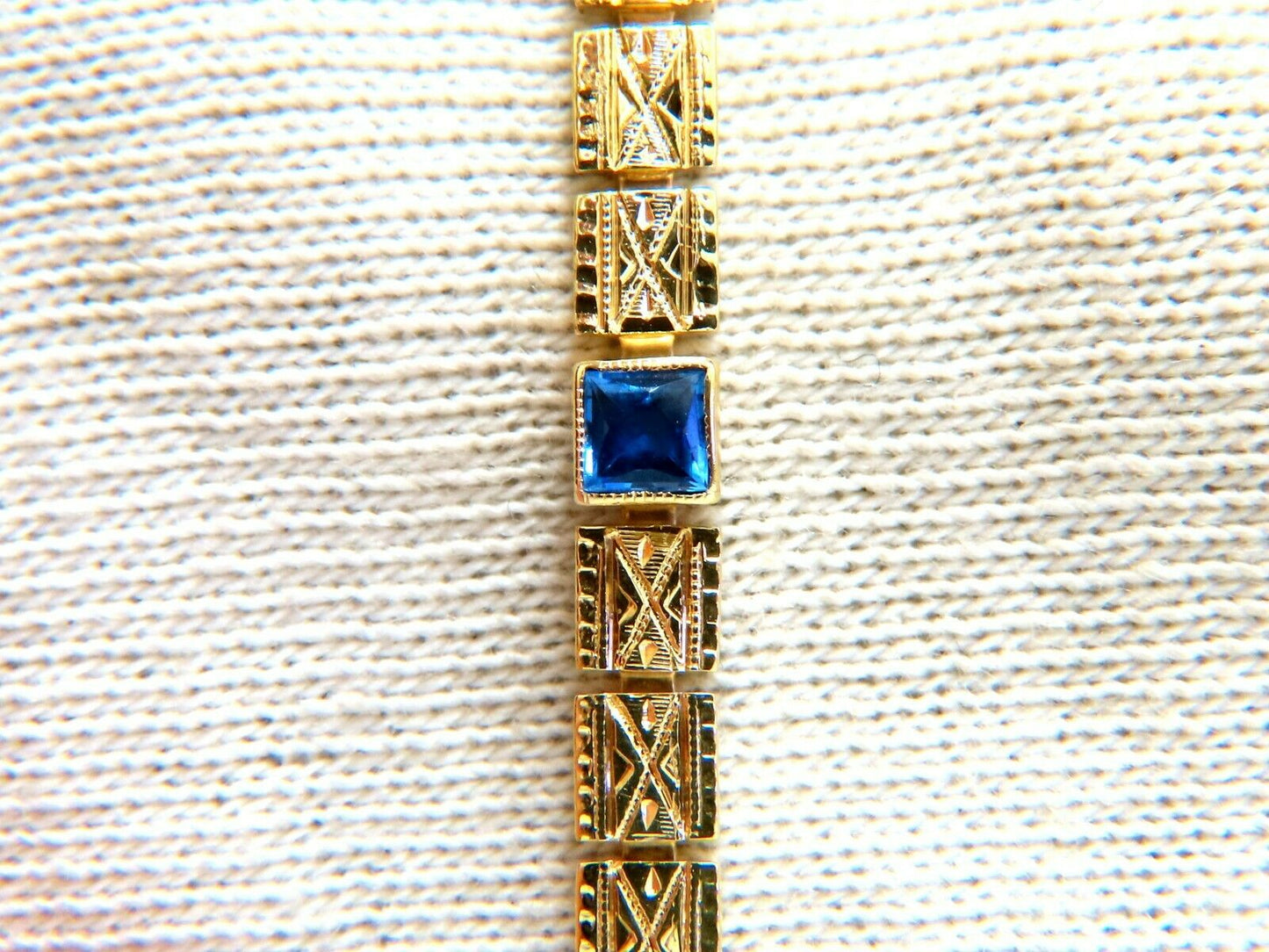 .76 carat natural princess cut sapphires square box length bracelets 14 karat