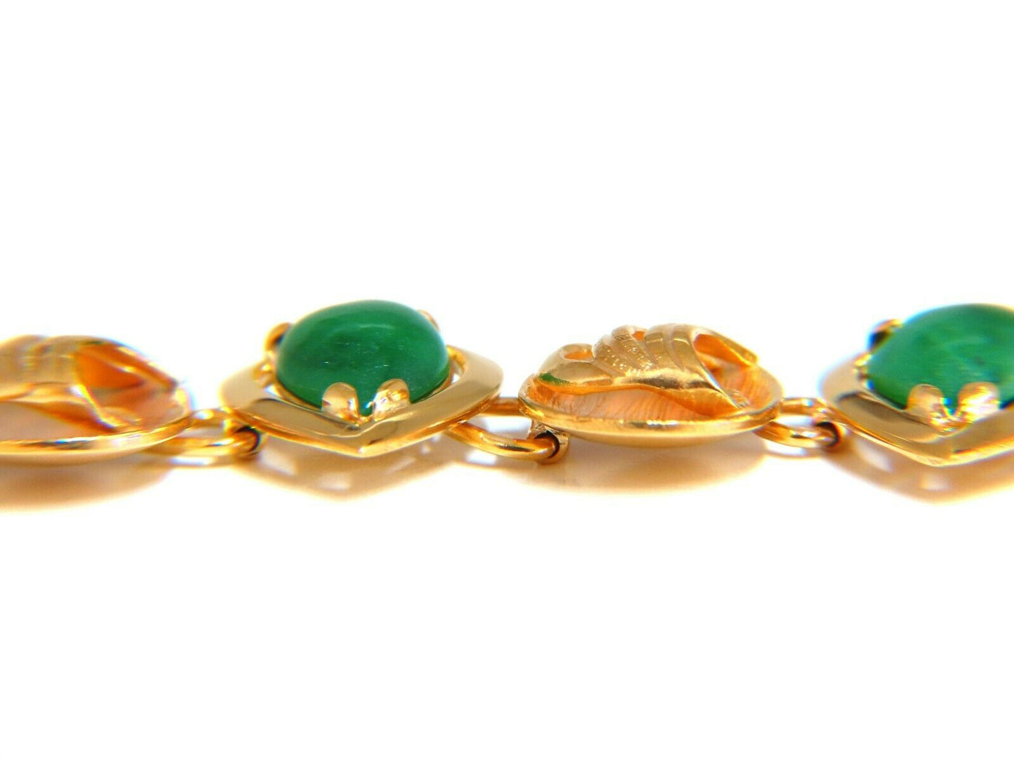 15ct Vintage Estate Natural Jade bracelet 14kt