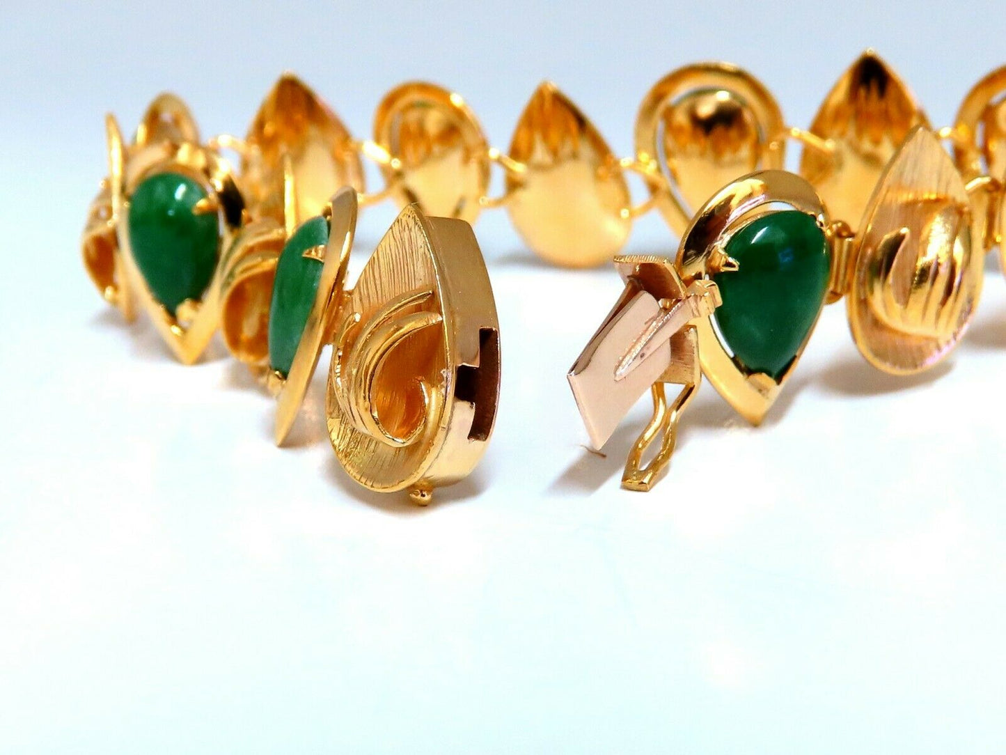 15ct Vintage Estate Natural Jade bracelet 14kt