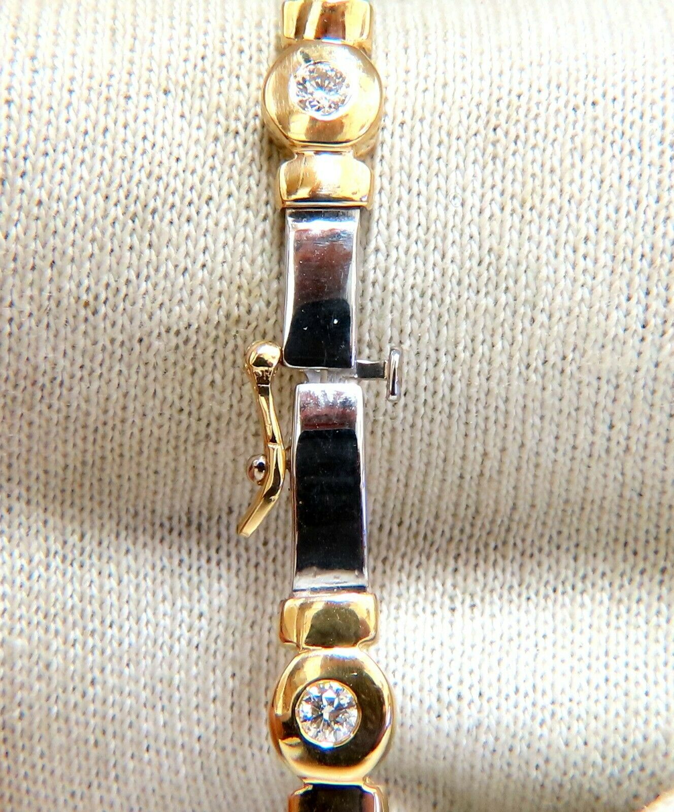 1.50 carat natural round diamond bezel flush set Diamond two-tone bracelet 14kt