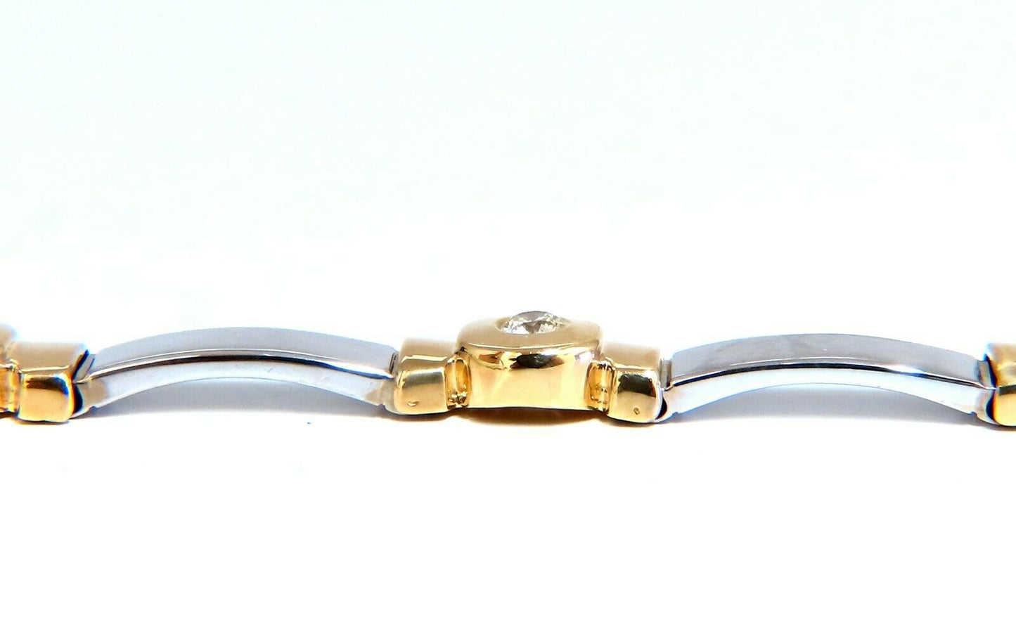 1.50 carat natural round diamond bezel flush set Diamond two-tone bracelet 14kt