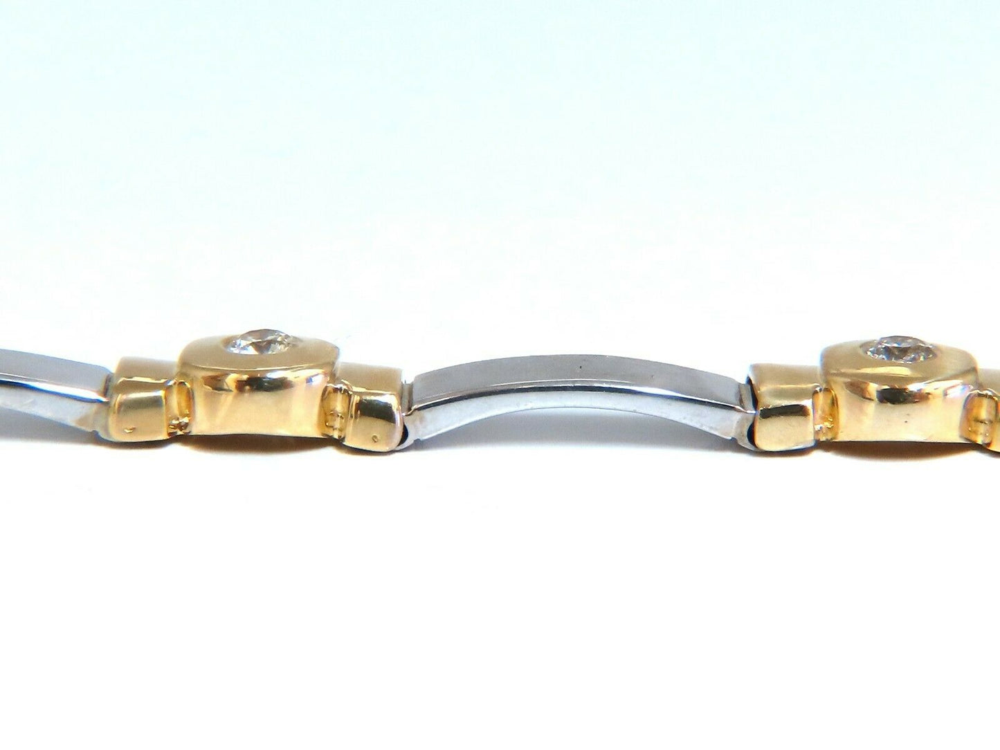 1.50 carat natural round diamond bezel flush set Diamond two-tone bracelet 14kt