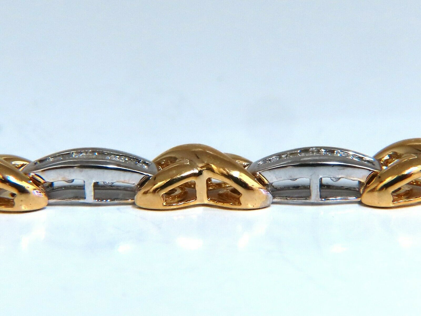 1.60ct natural baguette diamonds x bracelet 14 karat two-tone & safe chain