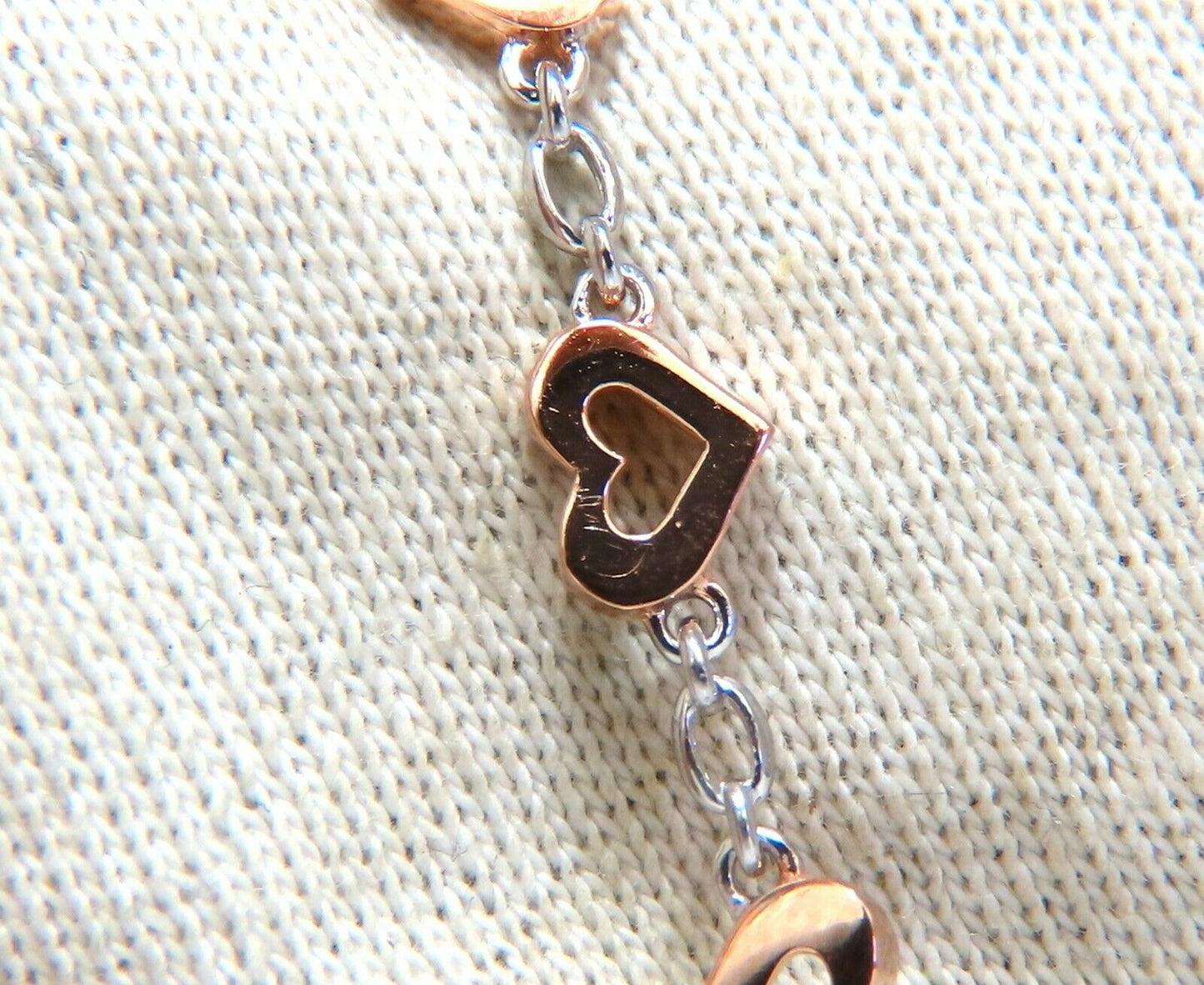 .36 carat natural diamonds wide heart linked bracelet 14 karat two tone