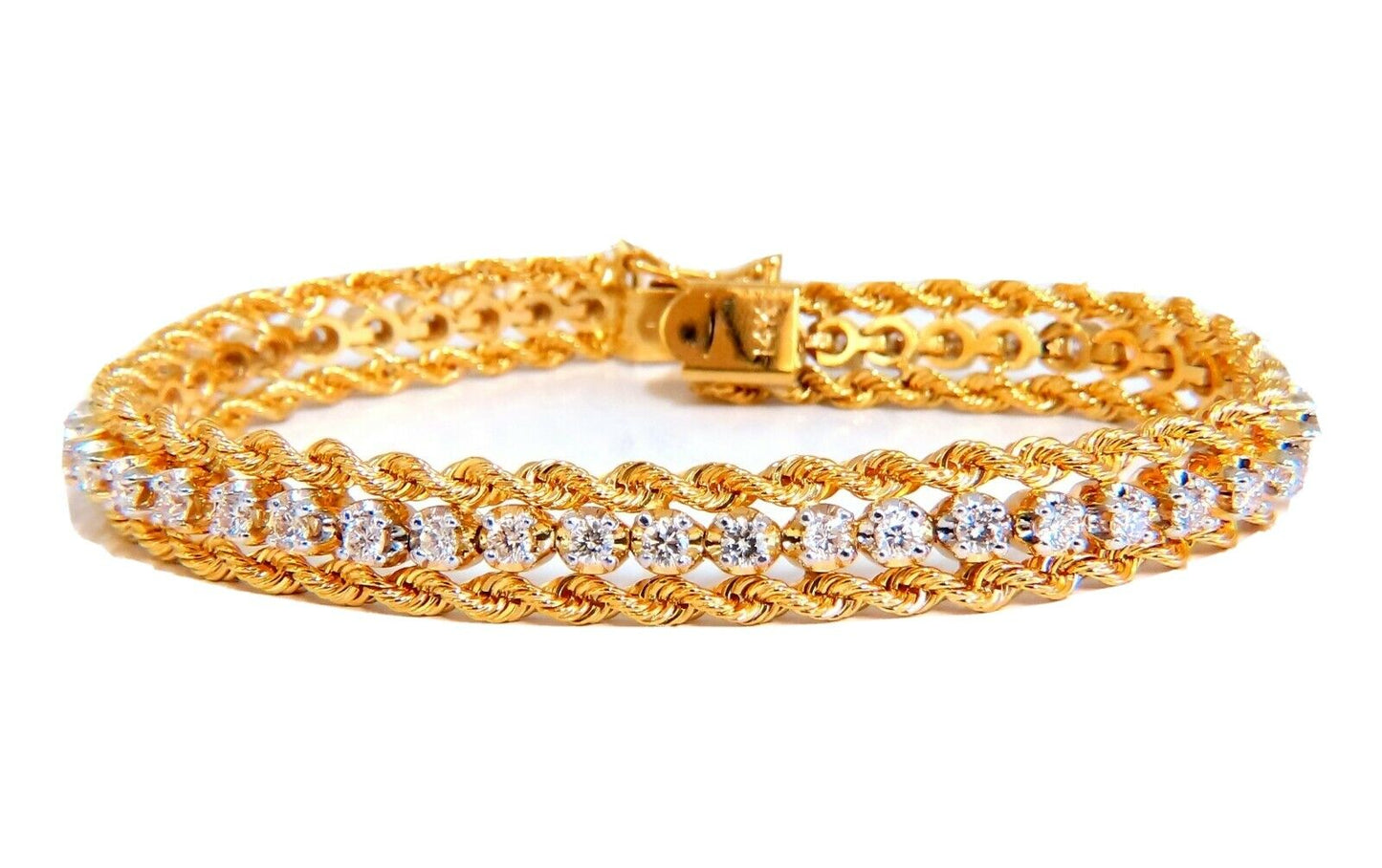 1.50 carat natural round diamonds rope twist link tennis bracelet 14kt