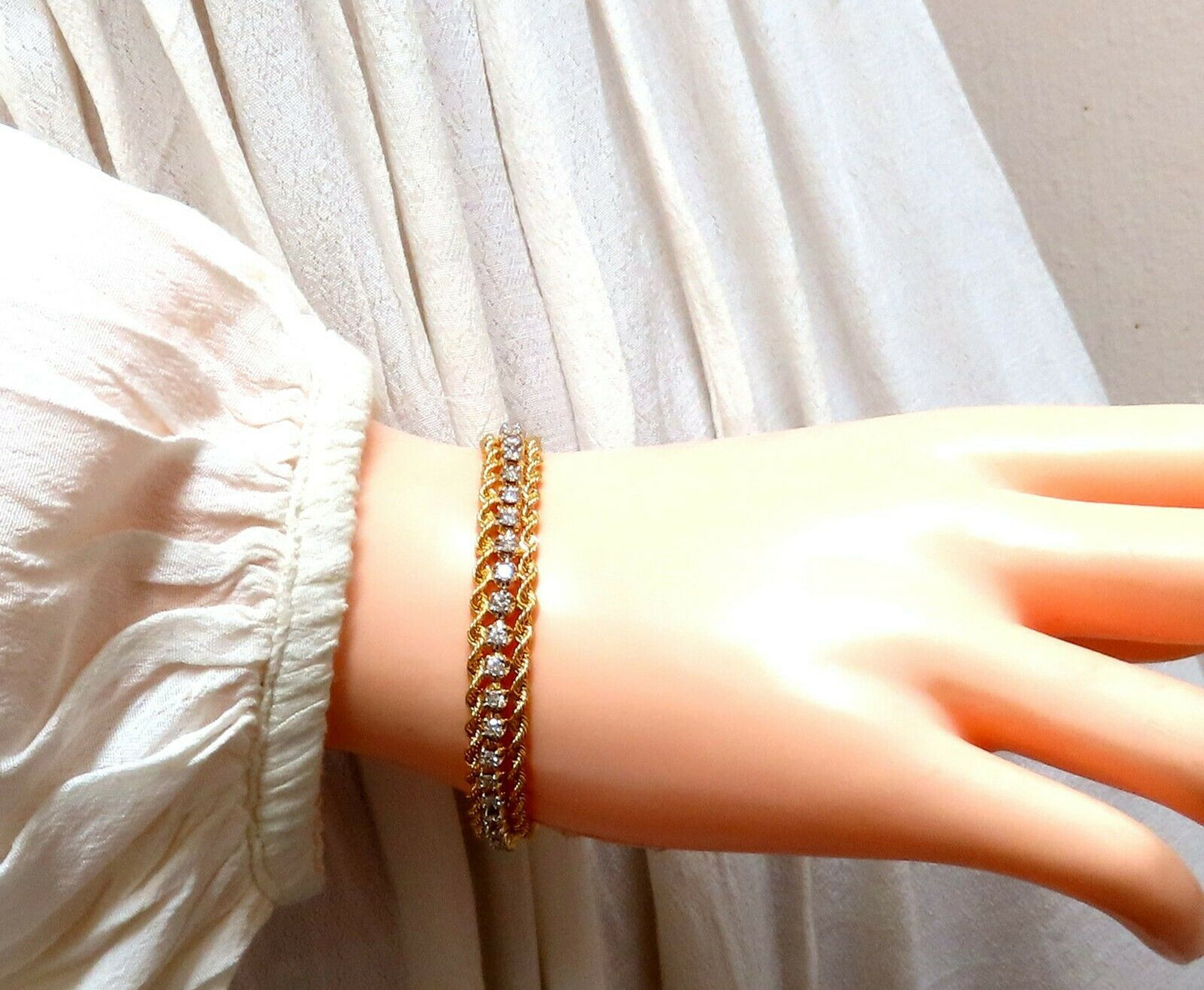 1.50 carat natural round diamonds rope twist link tennis bracelet 14kt