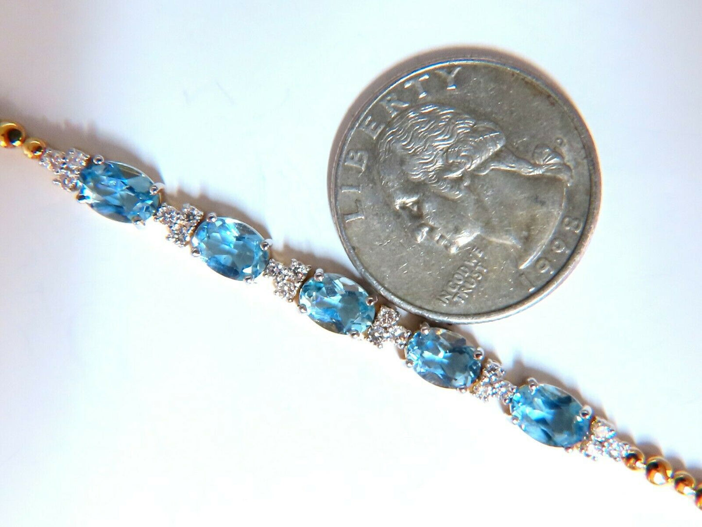 3.34ct natural aquamarine diamonds tennis bracelet 14kt vivid prime aqua blue