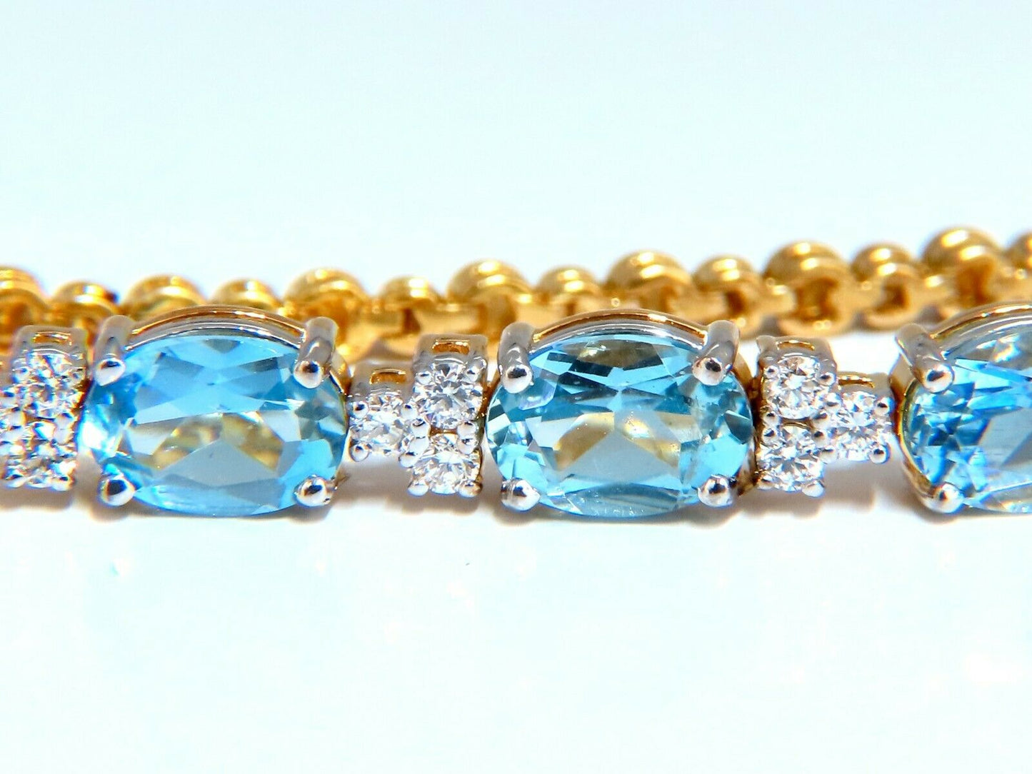 3.34ct natural aquamarine diamonds tennis bracelet 14kt vivid prime aqua blue