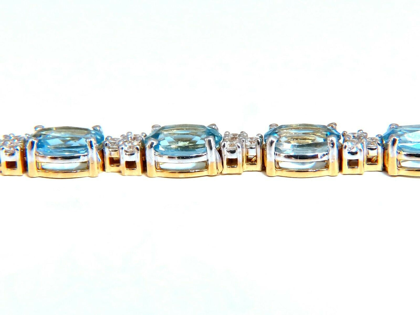 3.34ct natural aquamarine diamonds tennis bracelet 14kt vivid prime aqua blue