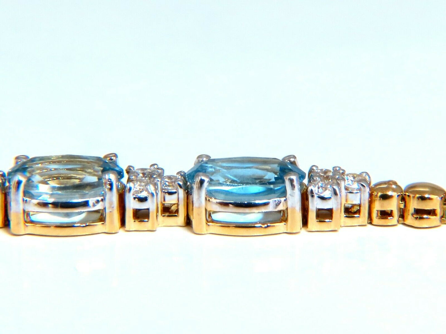 3.34ct natural aquamarine diamonds tennis bracelet 14kt vivid prime aqua blue