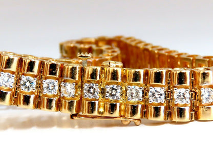 3.30ct natural round diamonds tubular wide bracelet 14 karat 9.4mm