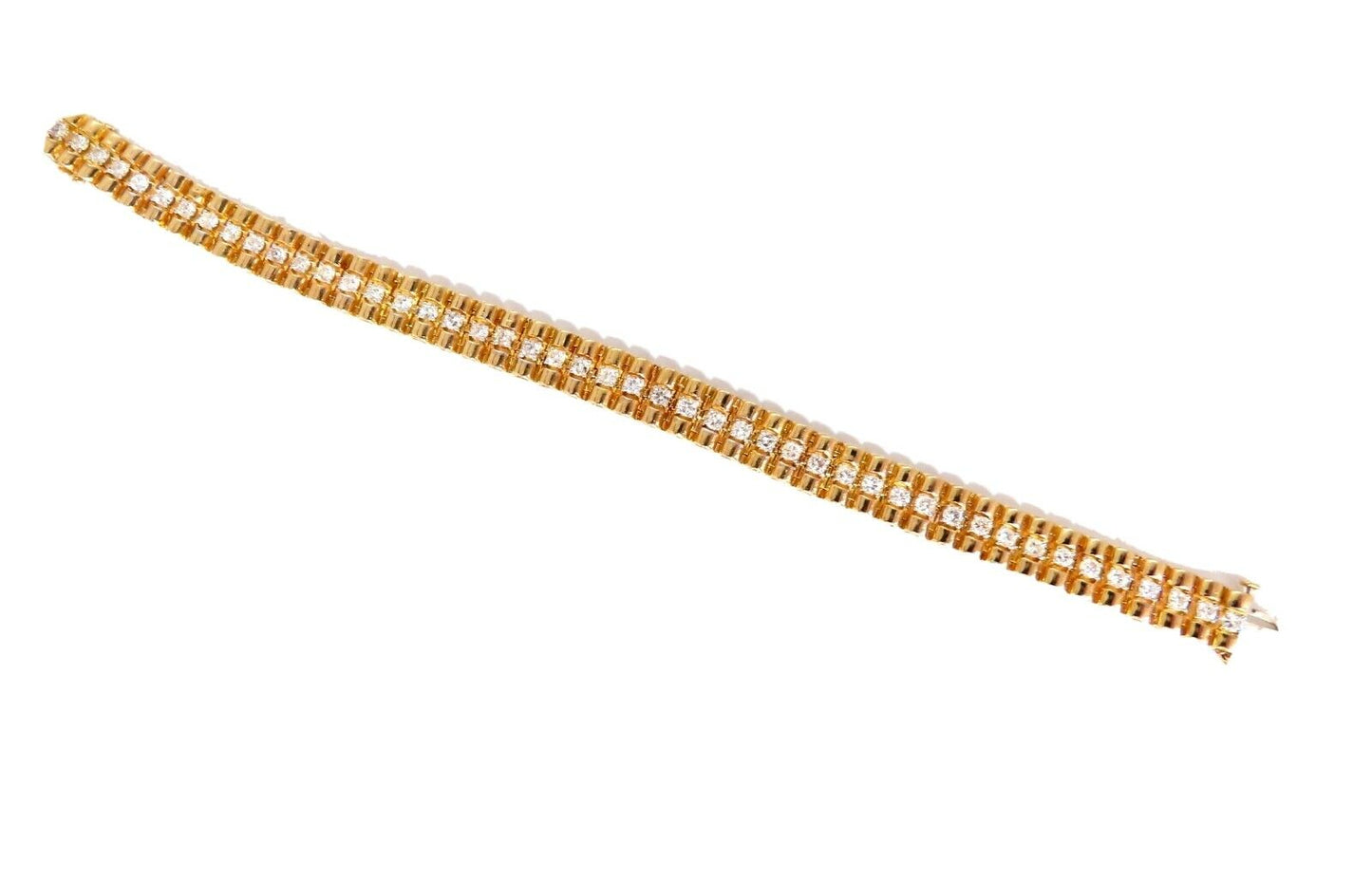 3.30ct natural round diamonds tubular wide bracelet 14 karat 9.4mm