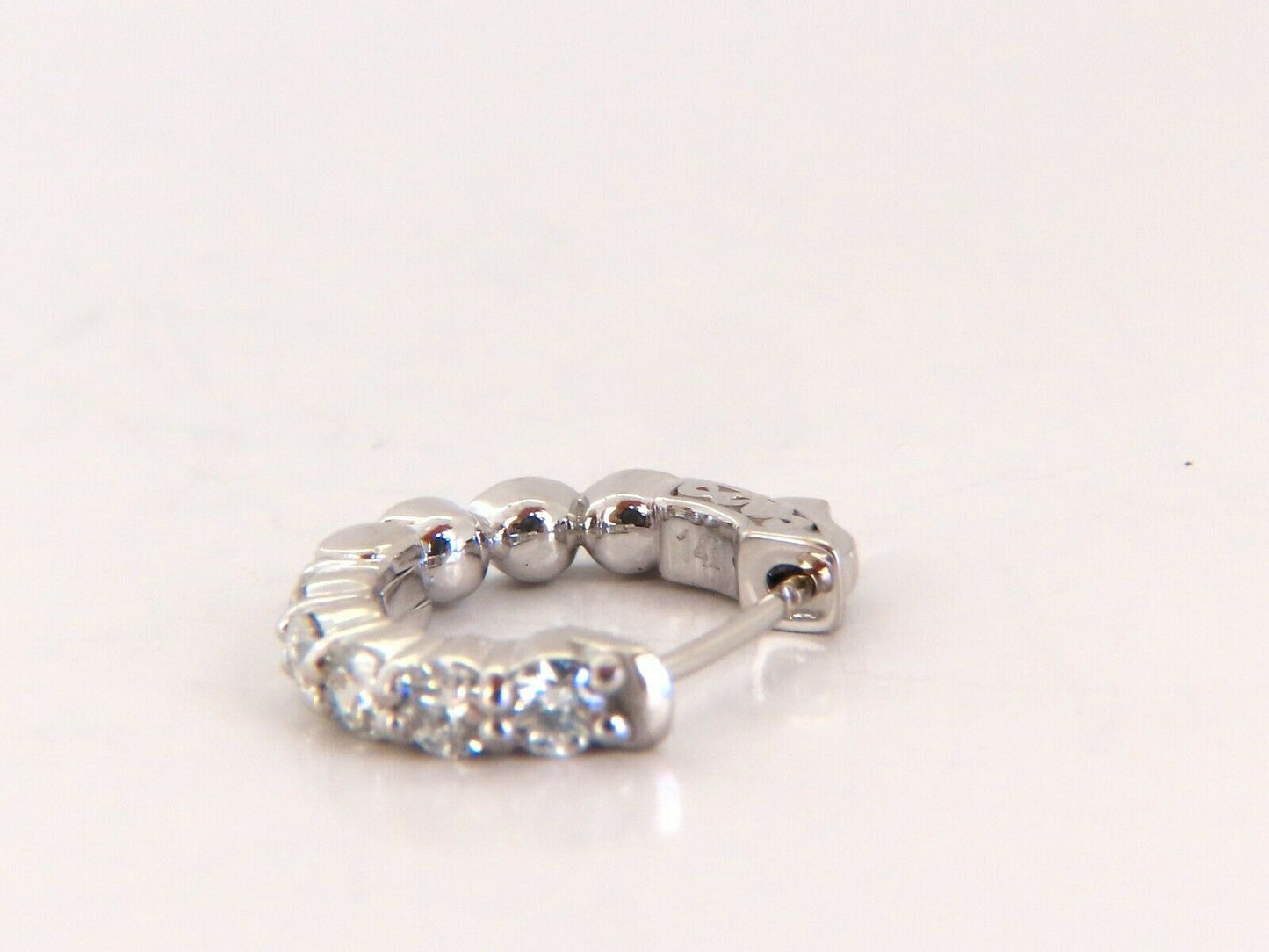 1.02ct Natural Round Diamond mini hoop earrings 14kt Dime