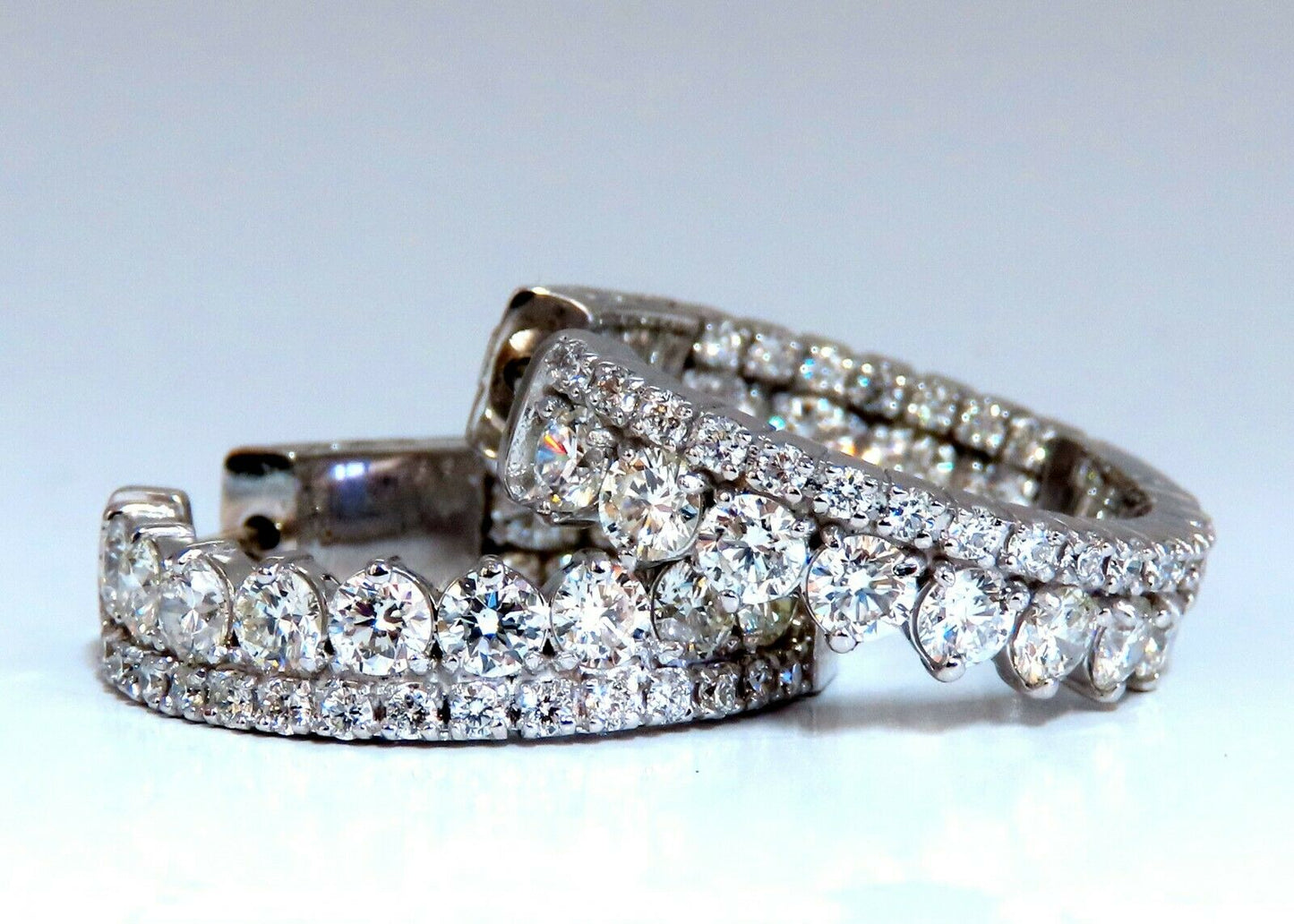 4.70ct Natural Round Diamonds Double Row Ring 14kt stacking deco