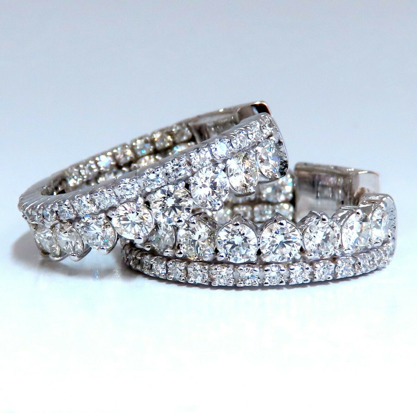 4.70ct Natural Round Diamonds Double Row Ring 14kt stacking deco