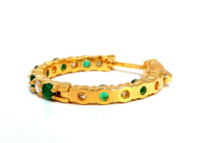 2.71ct natural emerald diamonds hoop earrings 14kt yellow gold inside out