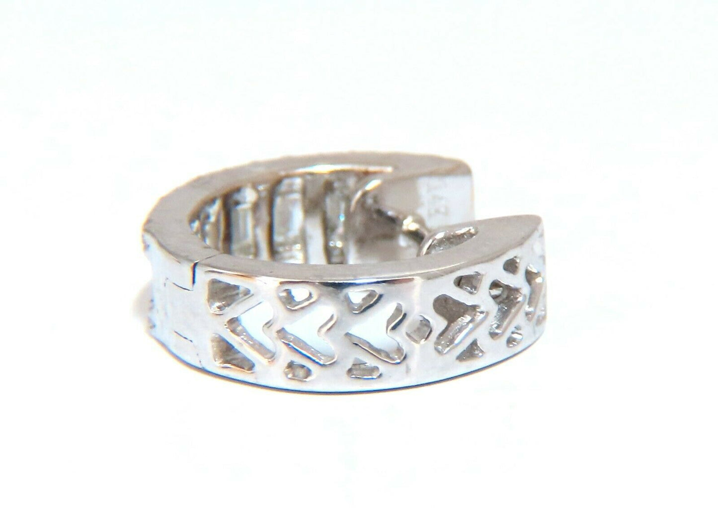 1.04ct round natural diamond huggie earrings 14kt baguette three row