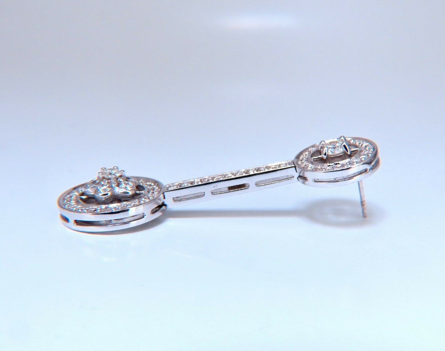 2.30ct natural diamonds cluster bar stud earrings 18kt