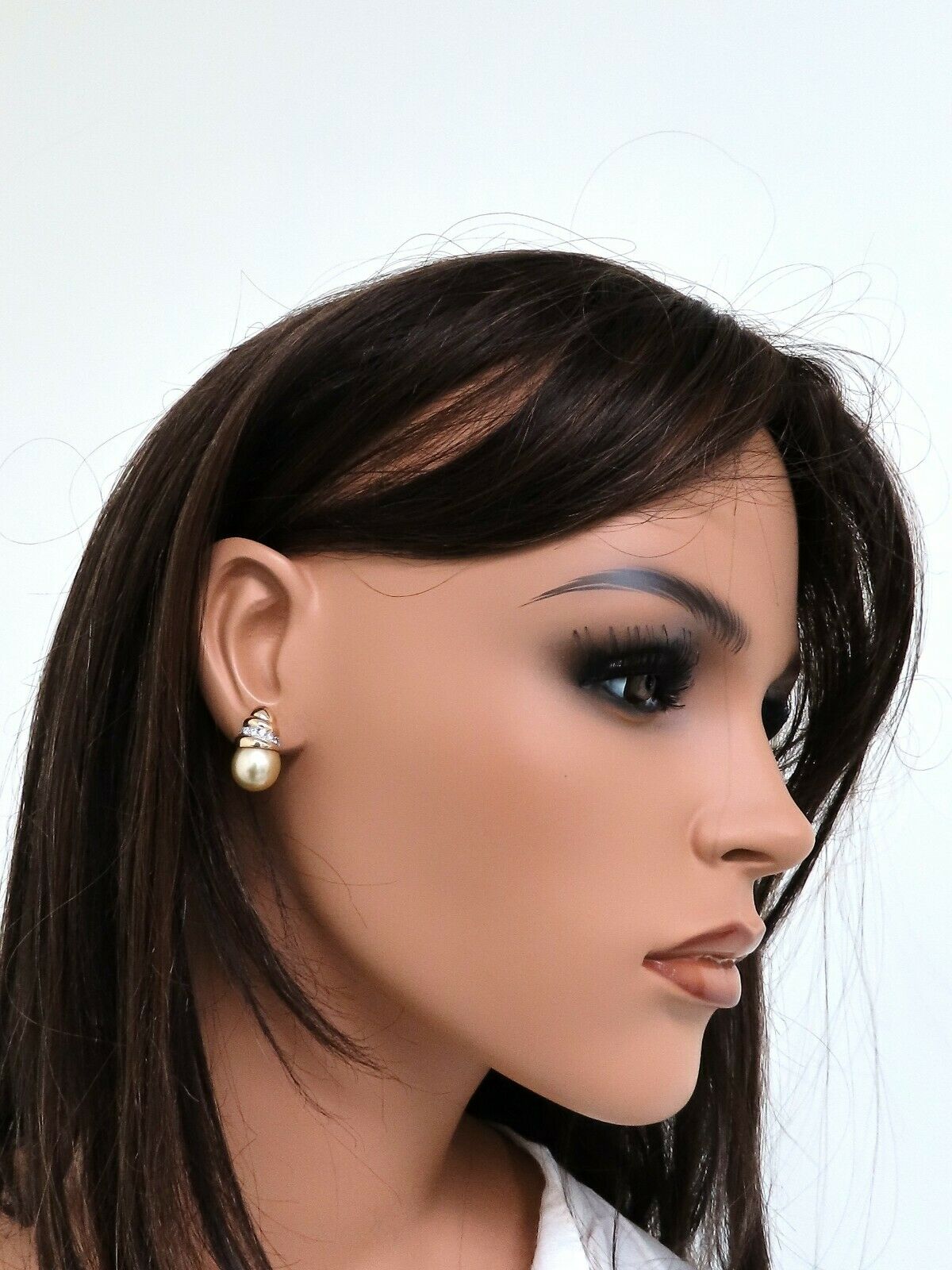 11.2mm Golden Yellow South Seas Pearls .50ct Diamonds Stud Earrings 14kt Gold