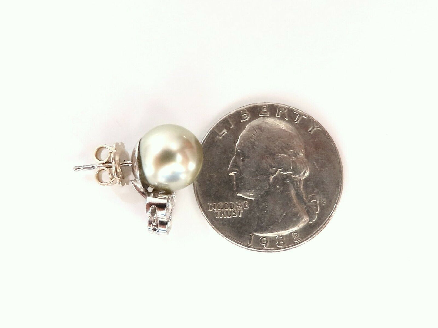 11.2mm Tahitian Pearls .60ct Diamonds Stud Earrings 14kt Gold