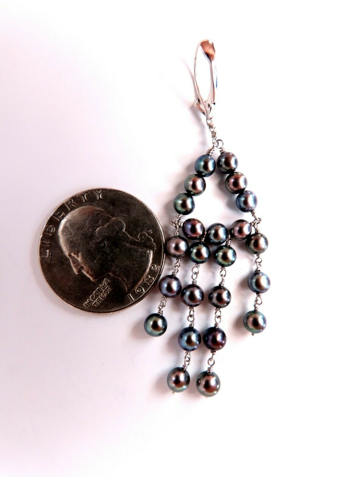 Bohemian deco 4mm freshwater pearls dangling earrings 14 karat