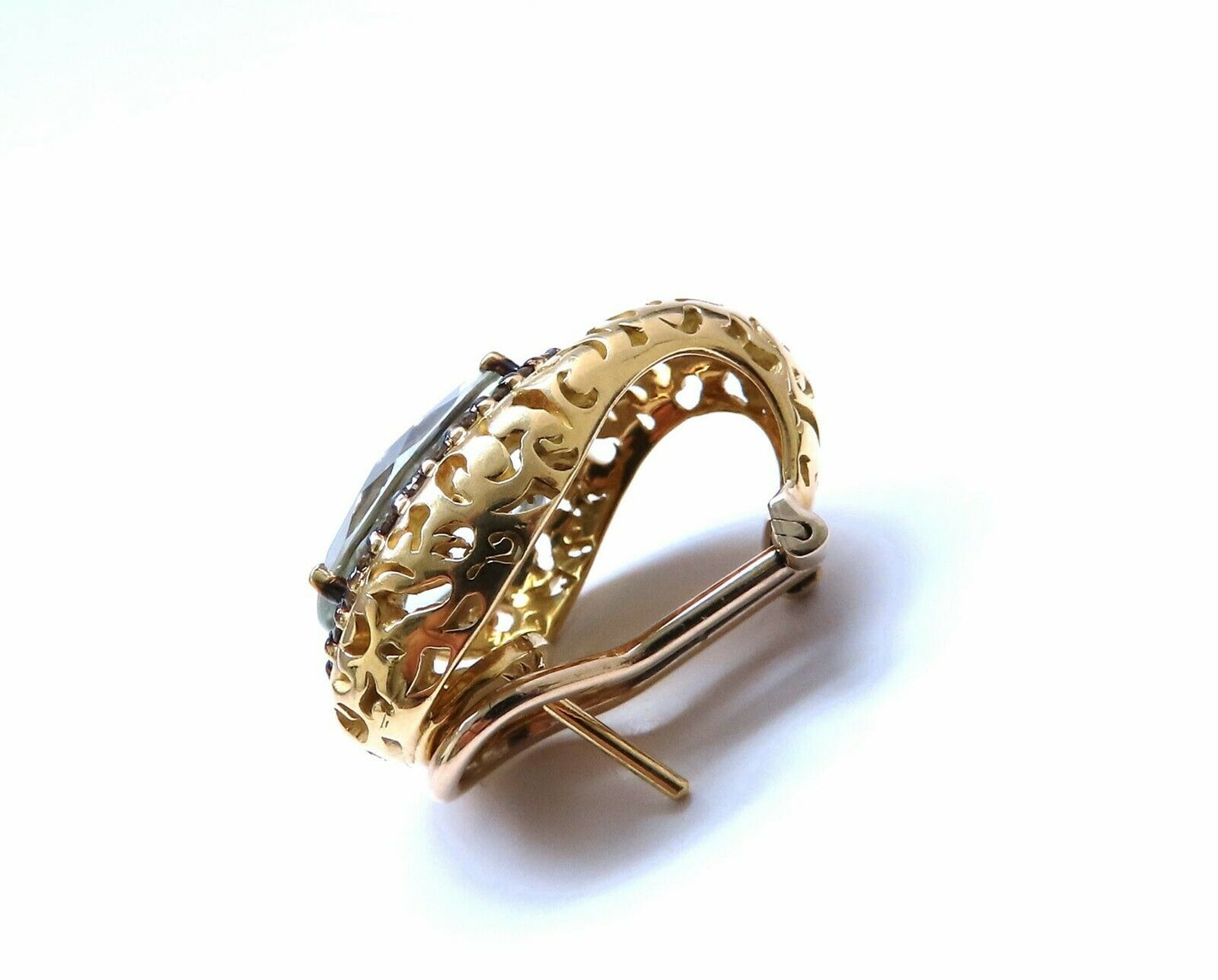 26 carat natural green amethyst & fancy colored diamond earrings 18kt Garavelli