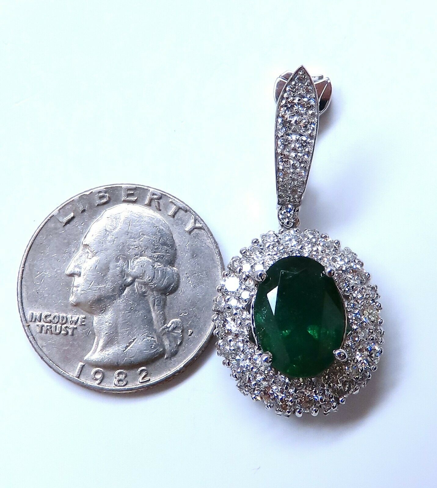 8.35ct Natural Oval Emeralds Diamond Dangle Earrings 18kt Halo Cluster