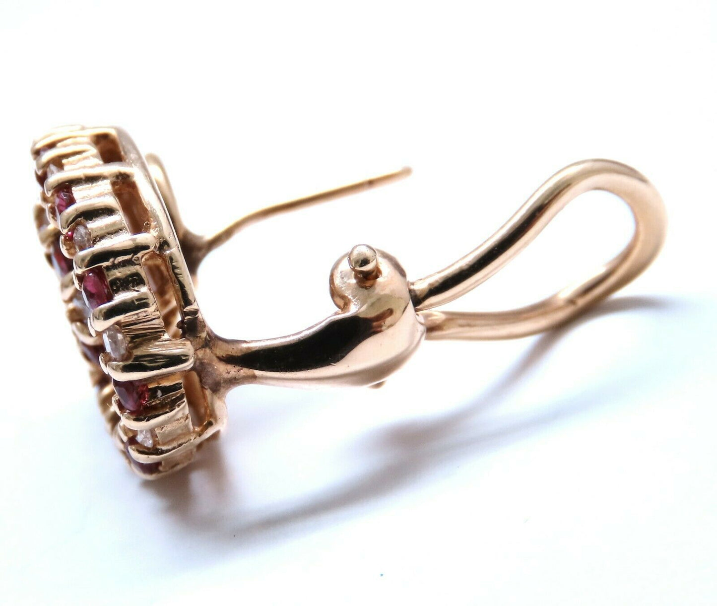 1.15ct. Natural Ruby Diamond Swirl Clip Earrings 14kt