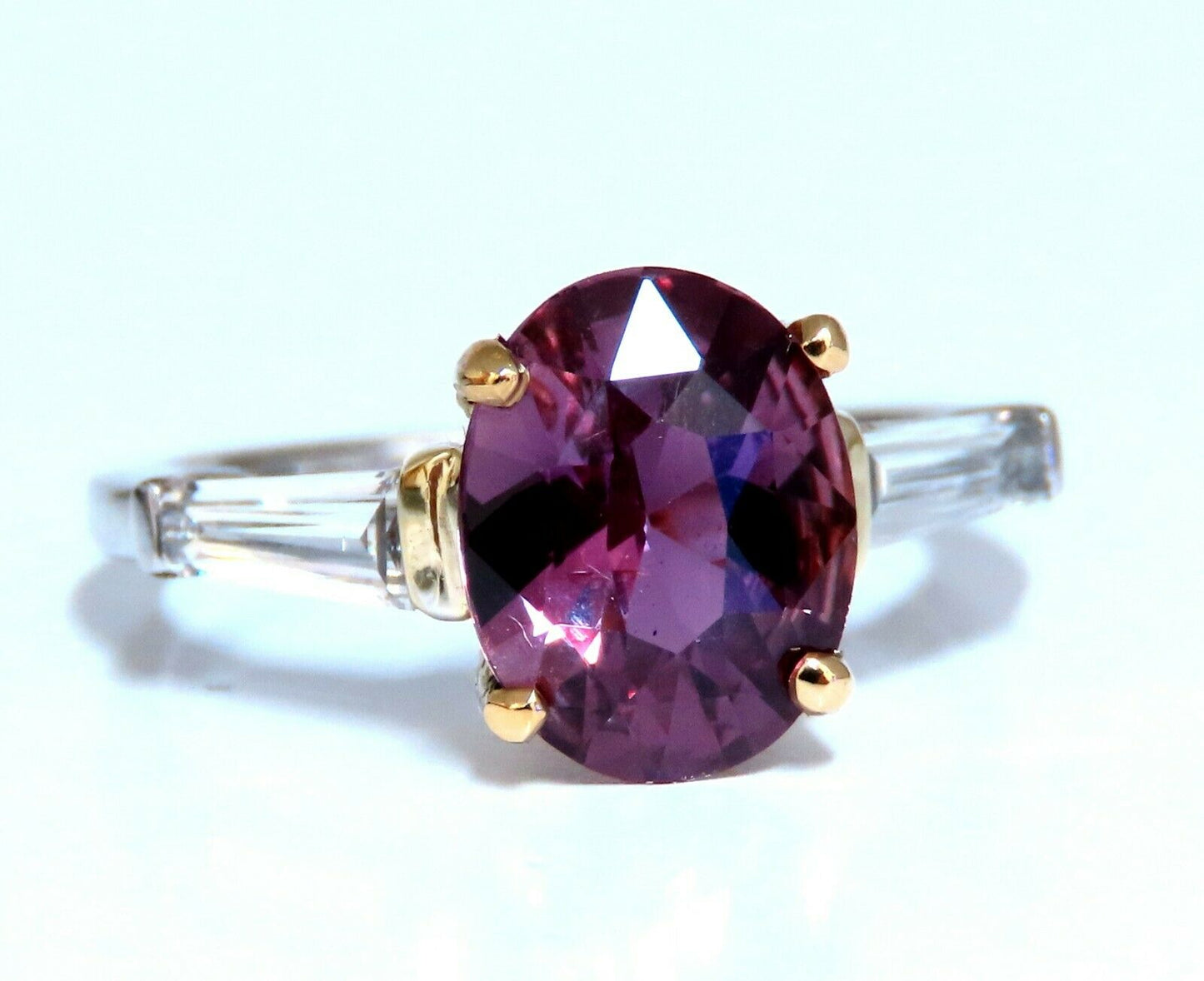 GIA Certified 2.47ct Natural purple pink Sapphire Diamonds Ring 18kt