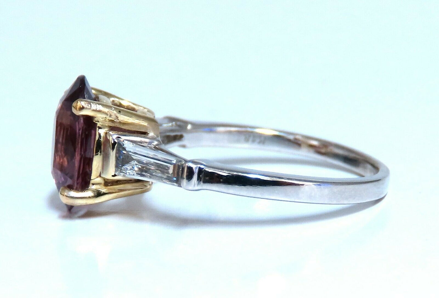 GIA Certified 2.47ct Natural purple pink Sapphire Diamonds Ring 18kt
