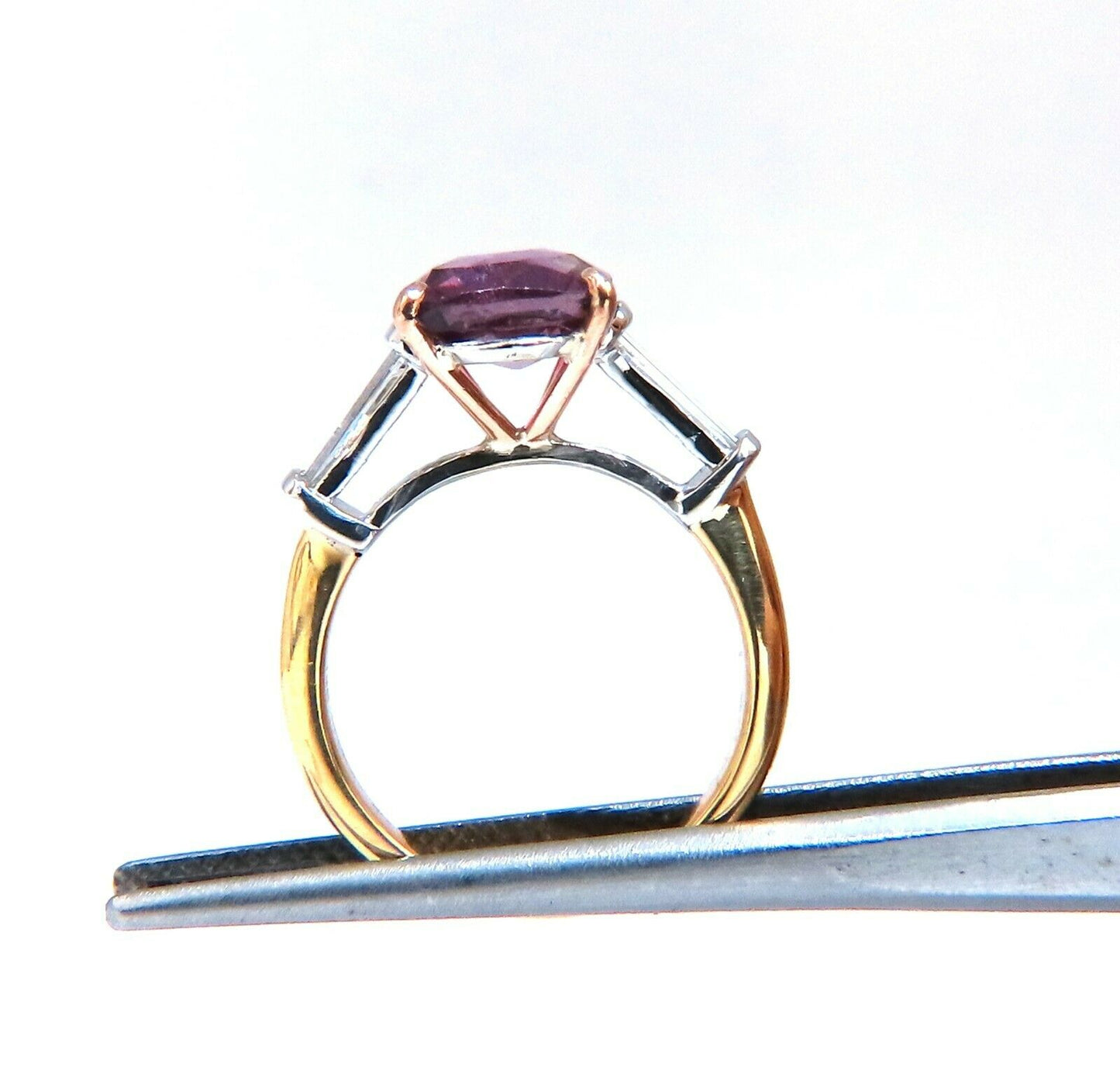 GIA Certified 3ct Natural purple pink Sapphire Diamonds Ring 18kt plat