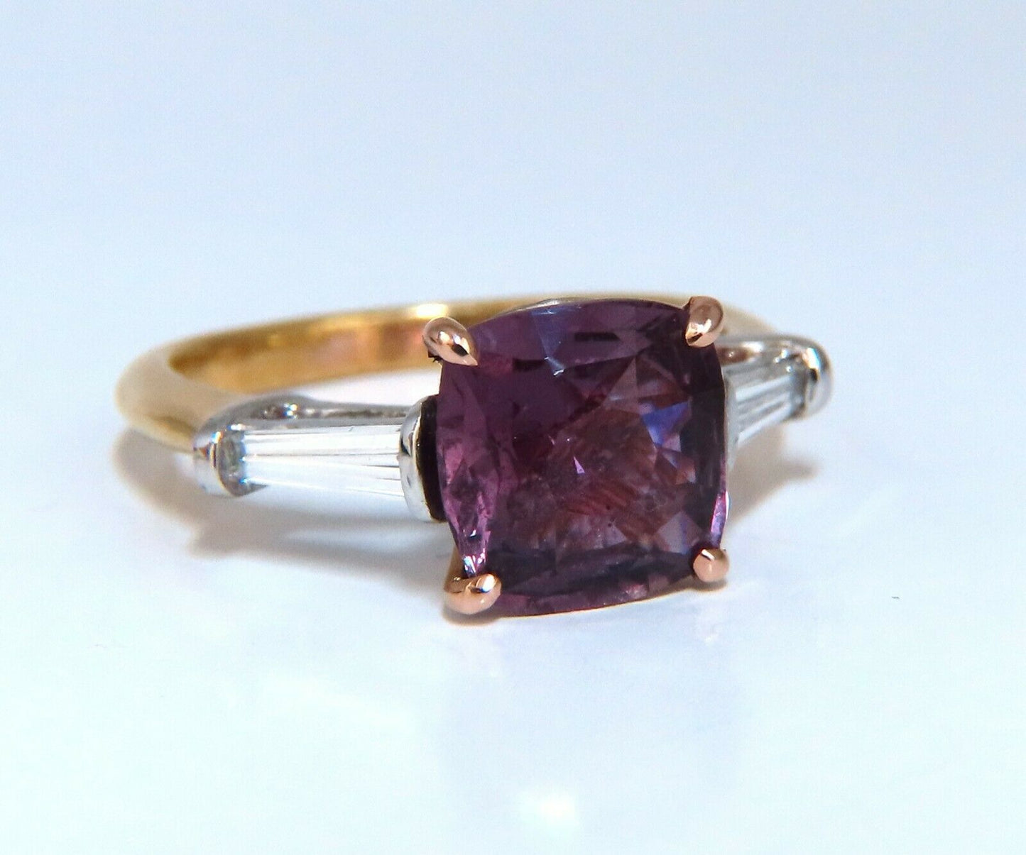 GIA Certified 3ct Natural purple pink Sapphire Diamonds Ring 18kt plat