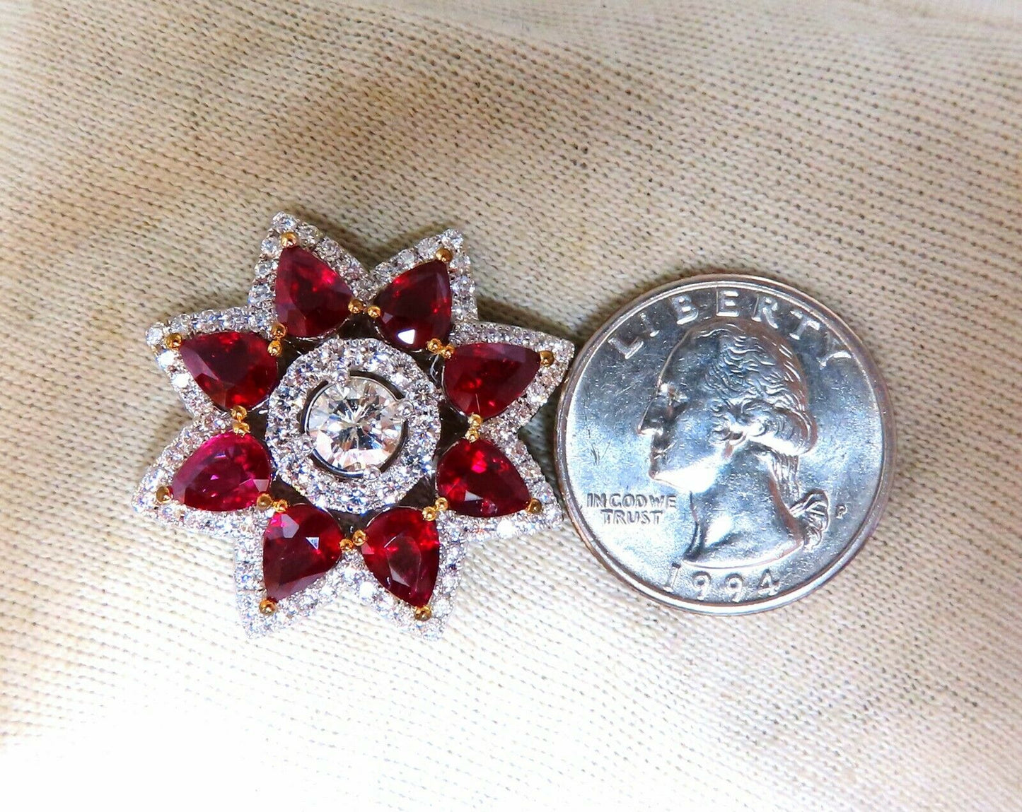 18.60ct GIA Certified Diamond Ruby Cluster Earrings 18kt