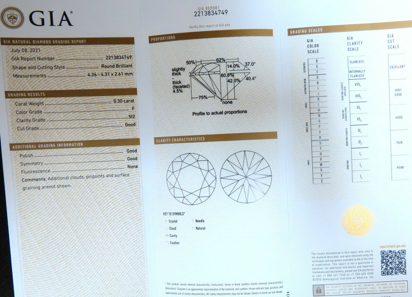 GIA certified .30ct Round Diamond Ring 14kt Classic F/si2