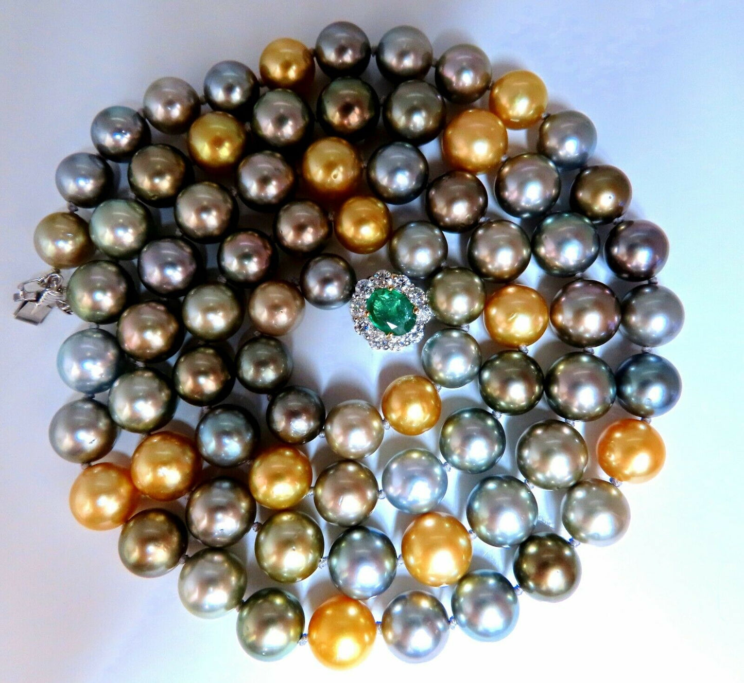 GIA certified Natural Multicolor Tahitian Saltwater Pearls necklace 11.5m 14k