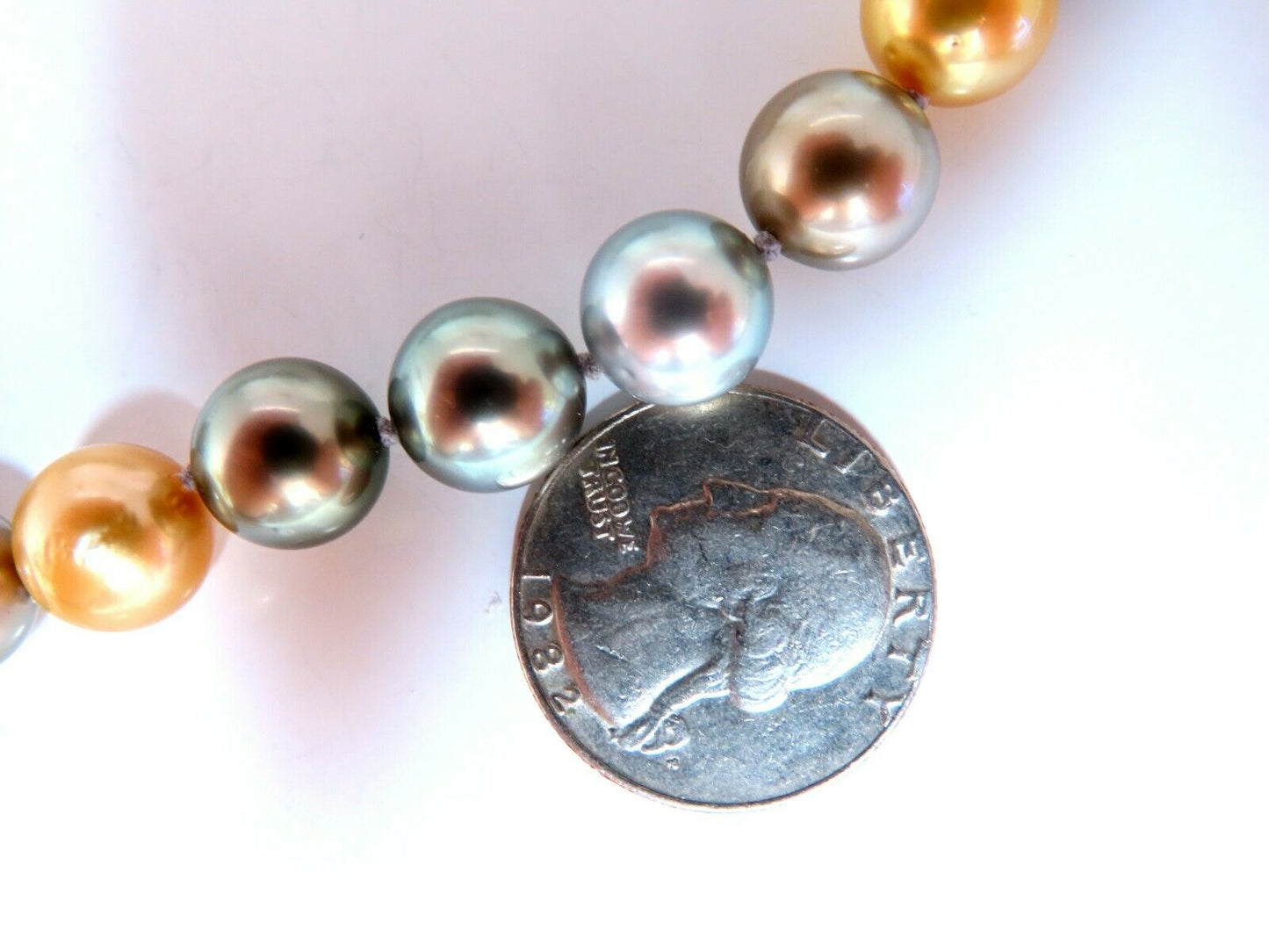 GIA certified Natural Multicolor Tahitian Saltwater Pearls necklace 11.5m 14k