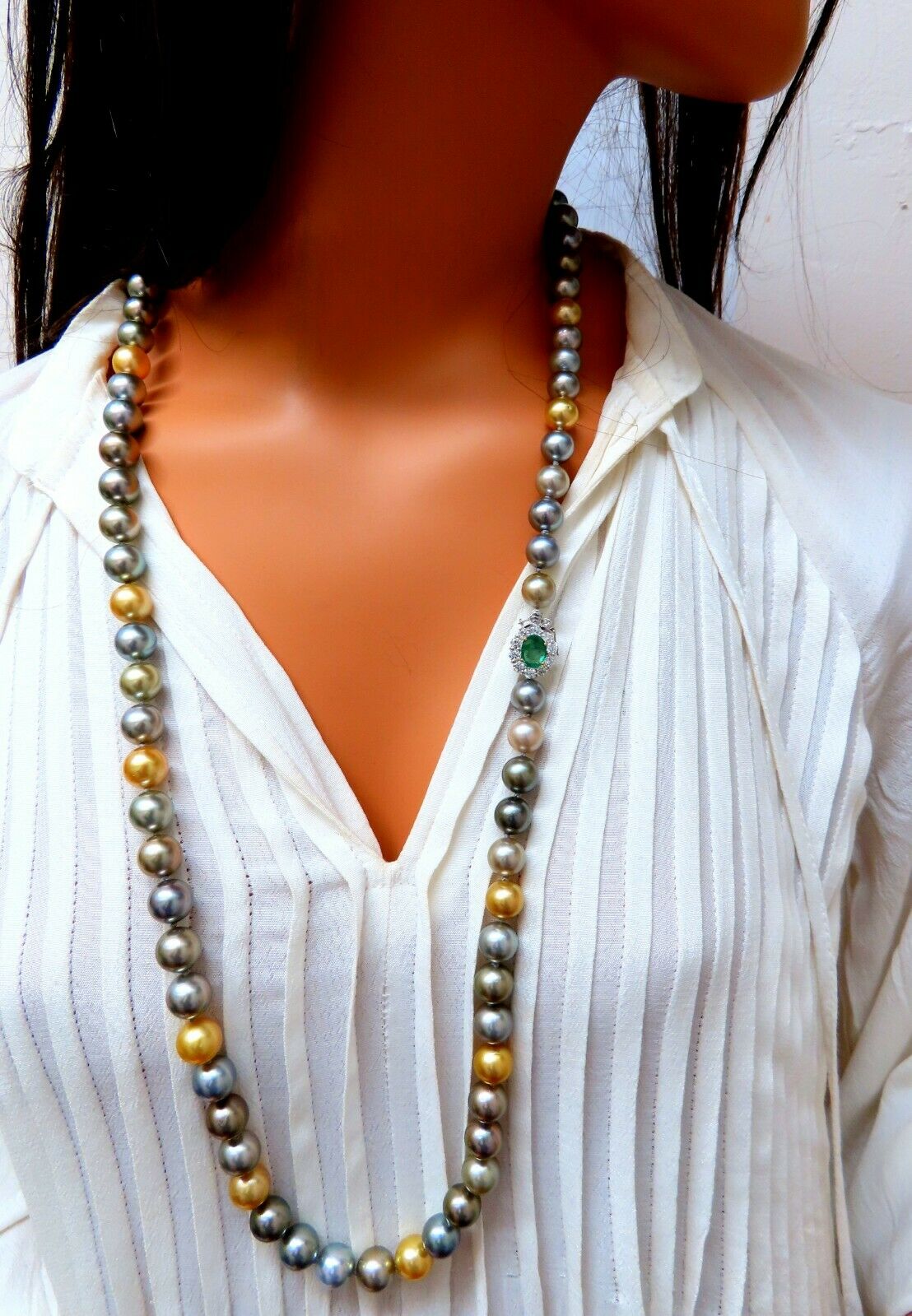 GIA certified Natural Multicolor Tahitian Saltwater Pearls necklace 11.5m 14k