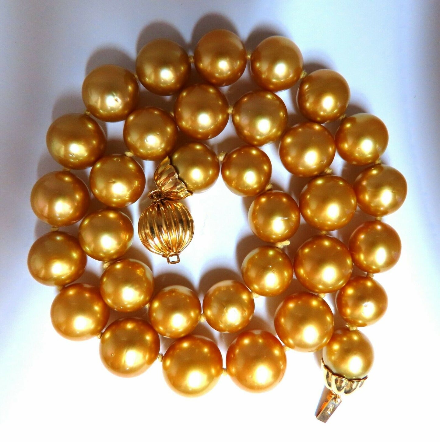 GIA certified Natural South Sea Golden Pearls Necklace 14mm