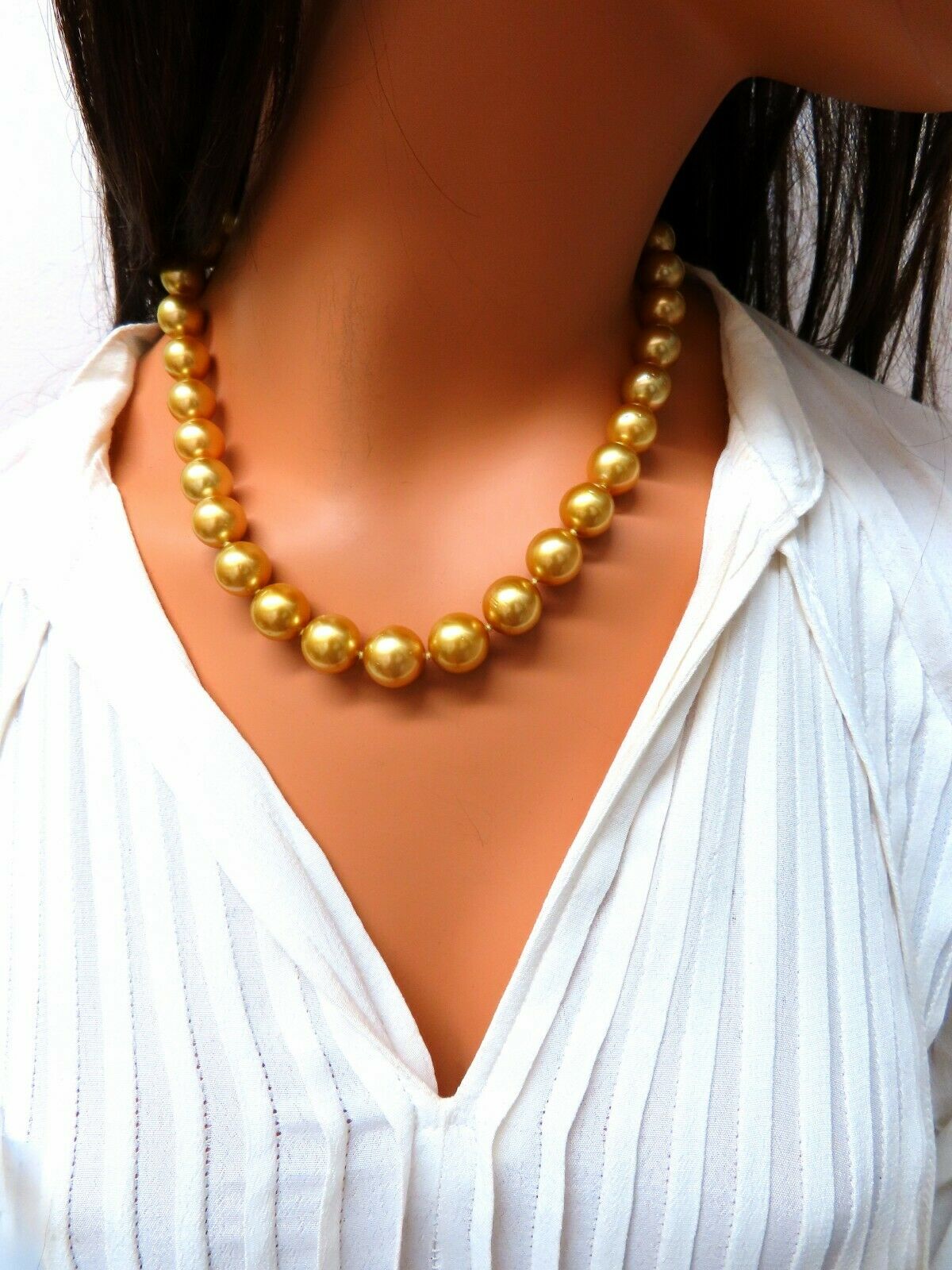 GIA certified Natural South Sea Golden Pearls Necklace 14mm