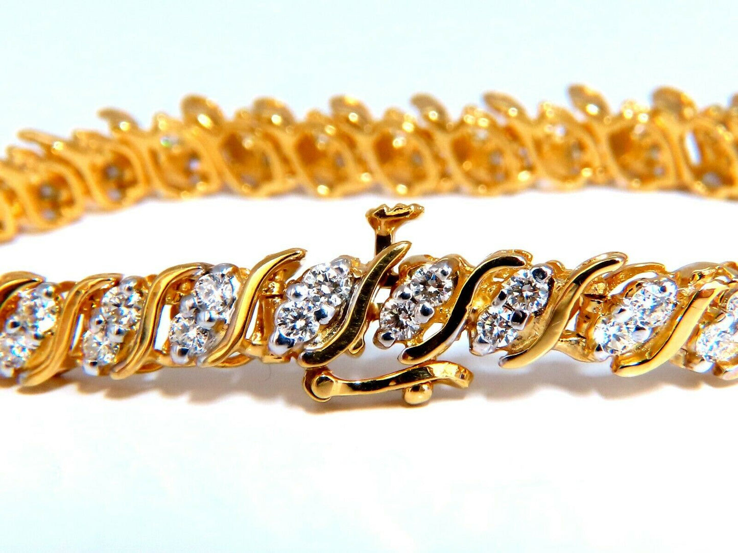 3.00 natural diamonds S Link Tennis Bracelet 14kt