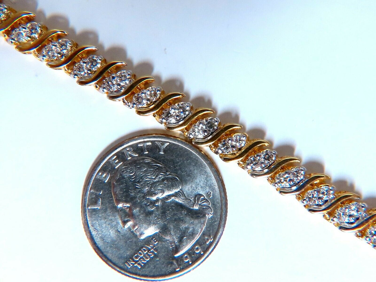 3.00 natural diamonds S Link Tennis Bracelet 14kt