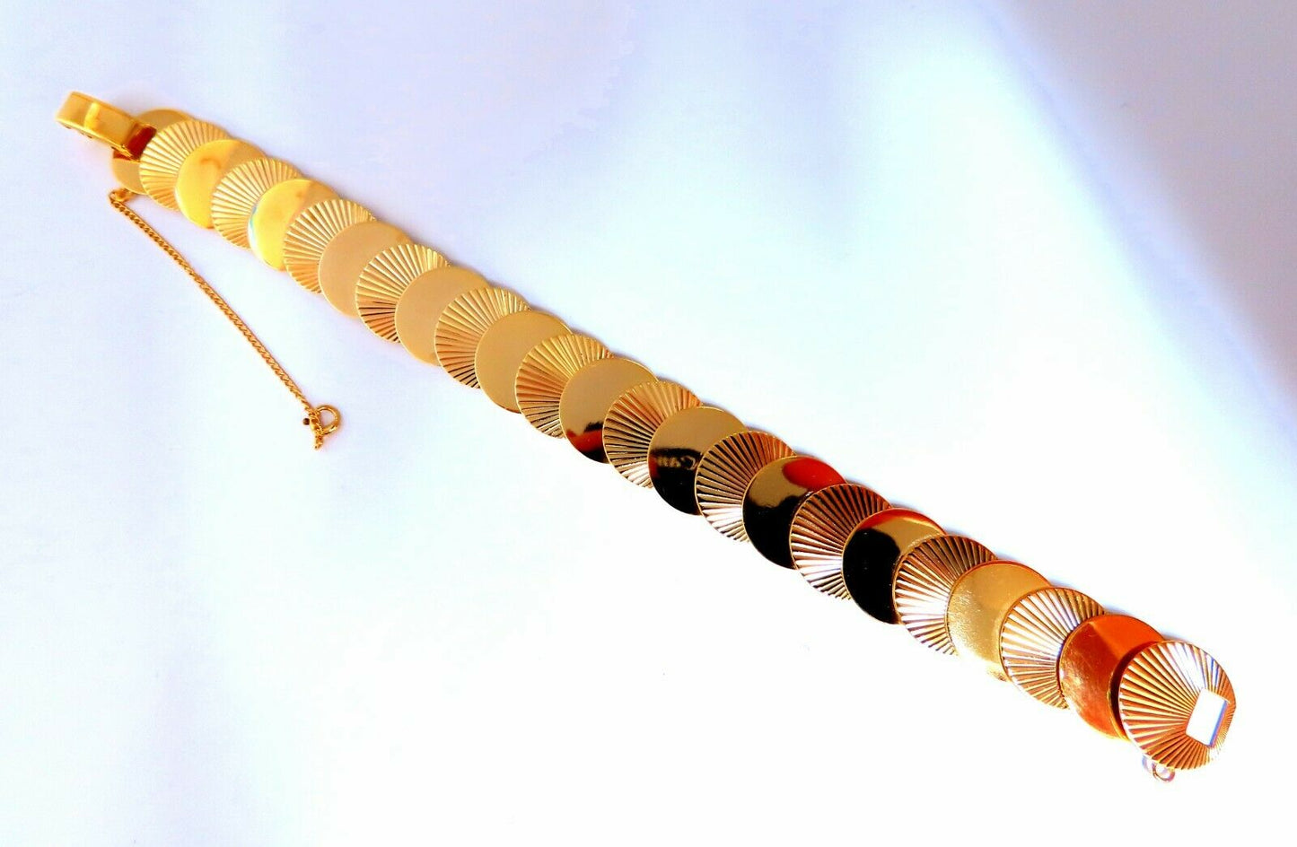 Circular Disc & Ray Link Bracelet 14kt Gold