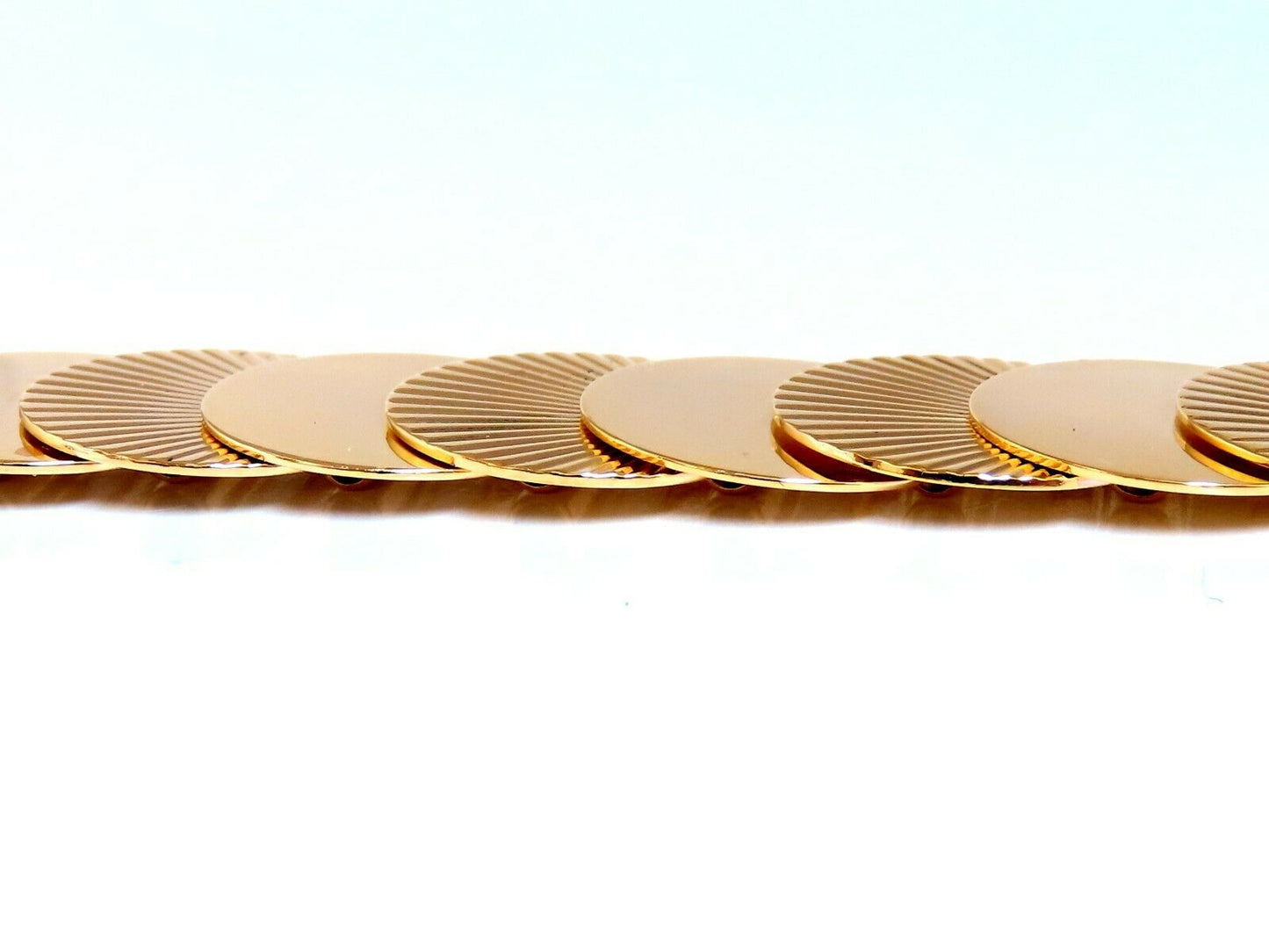 Circular Disc & Ray Link Bracelet 14kt Gold