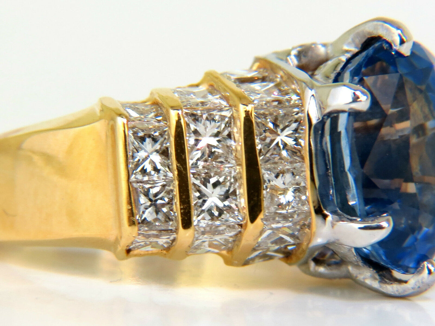GIA 8.89CT Natural Fine Sapphire Diamond Ring Cornflower Classic 14KT