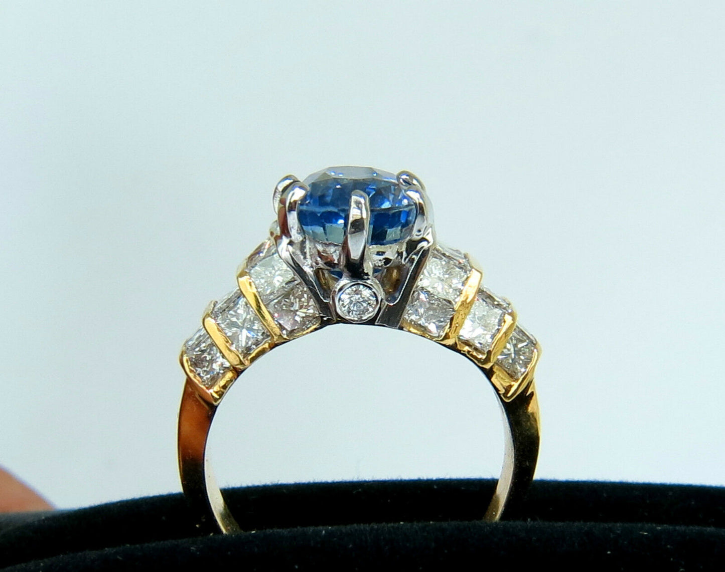 GIA 8.89CT Natural Fine Sapphire Diamond Ring Cornflower Classic 14KT